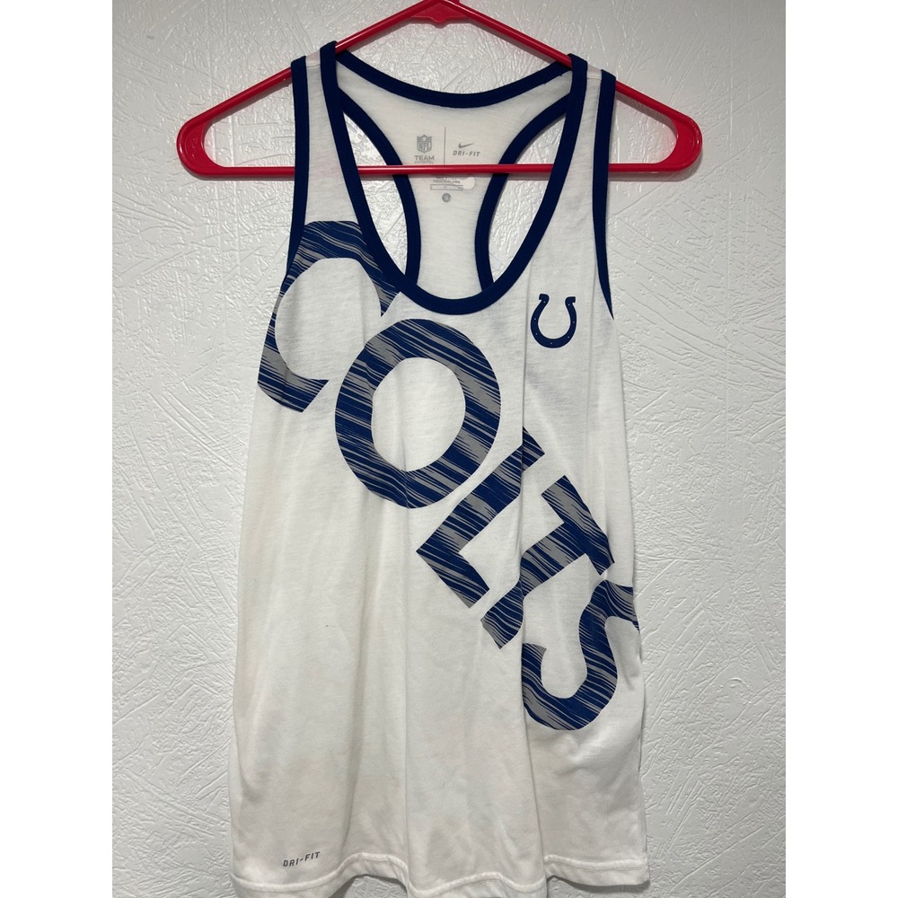 Nike NFL Indianapolis Colts Womens Dri-FIT Racerback Tank Top White Blue Small